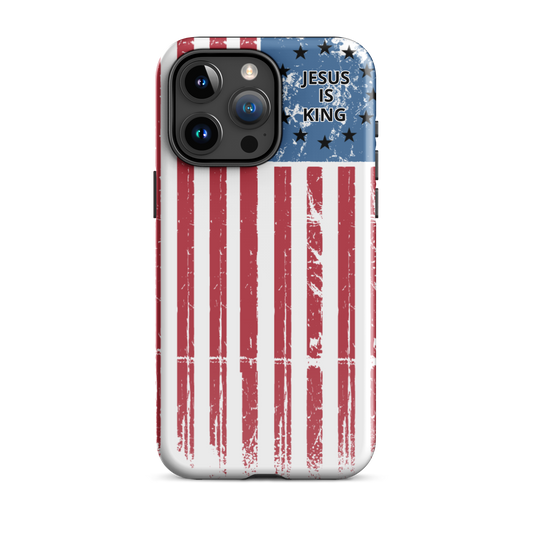 American Flag Jesus is King iPhone Case